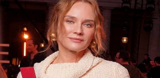 Diane Kruger rocks a cream roll-neck jumper dress and leopard print tights while Kate Bosworth stuns in a brown leather co-ord at the Isabel Marant show during Paris Fashion Week