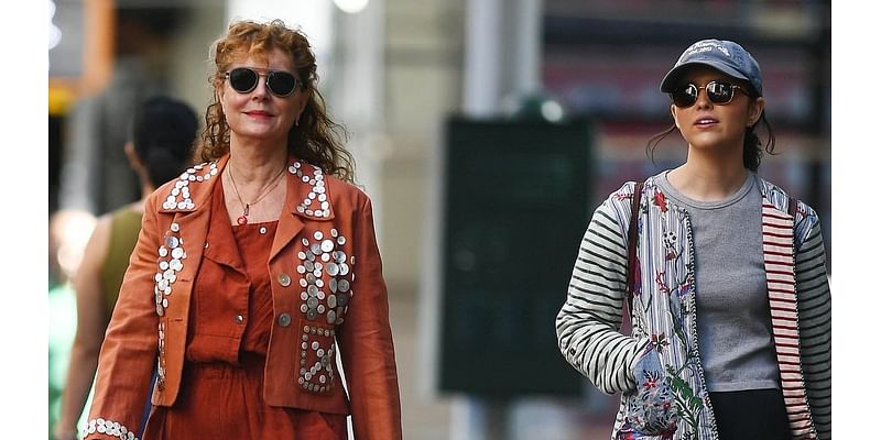 Susan Sarandon, 77, looks youthful in orange as she is seen with her mini-me daughter Eva Amurri, 39, in NYC