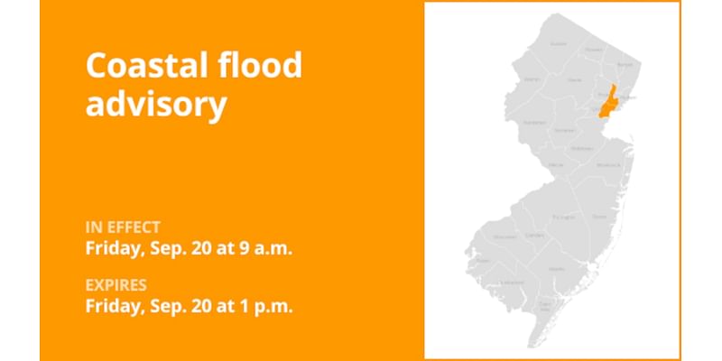 Coastal flood advisory affecting Essex and Union counties Friday