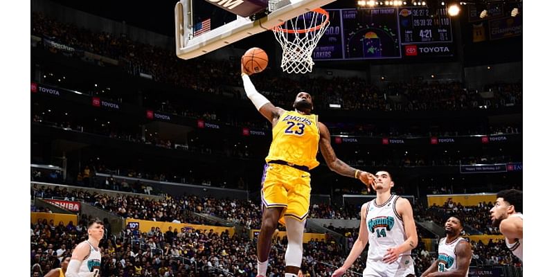 LeBron James has third straight triple-double as Lakers rally for 128-123 victory over Grizzlies