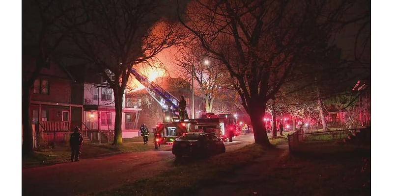 First responders on the scene for large house fire in Detroit