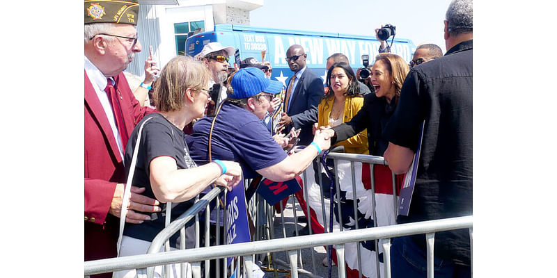 Harris greets supporters