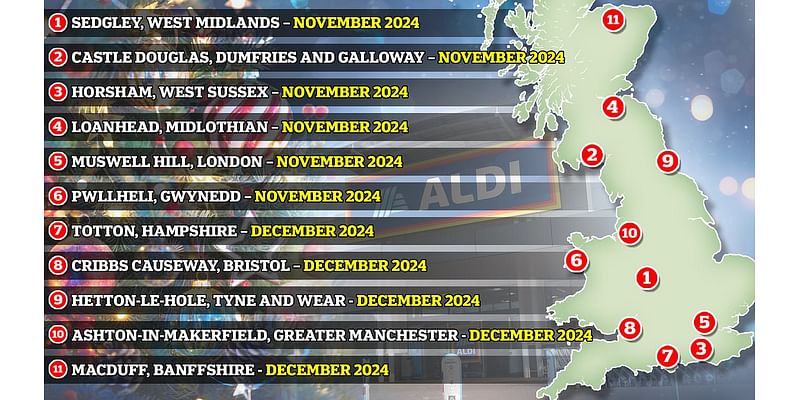 Aldi announces 11 new store openings as Christmas supermarket wars begin - is one coming to YOUR town?