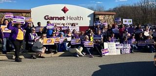 Employees picket at Garnet Health Medical Center