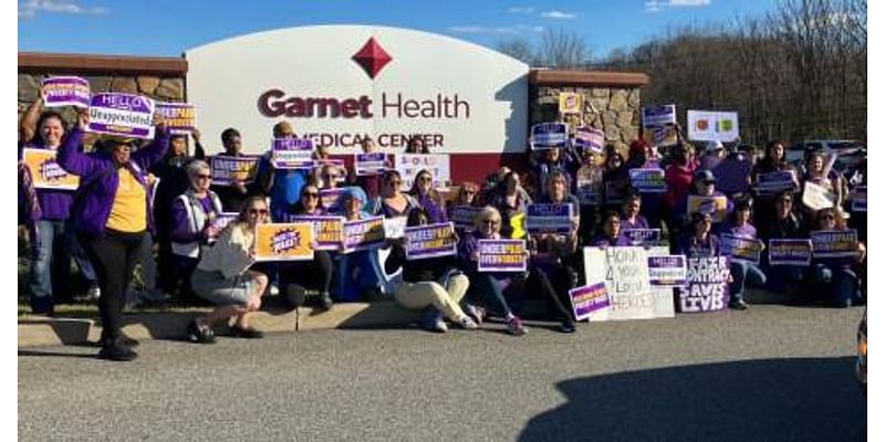 Employees picket at Garnet Health Medical Center