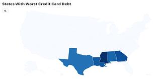 Map Shows States With Worst Credit Card Debt