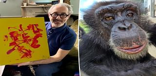 Alan Cumming collaborates on abstract painting with a chimp