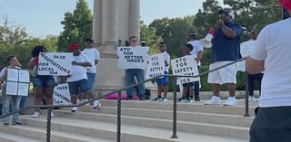 Union representing bus drivers holds rally on steps of Arkansas Capitol