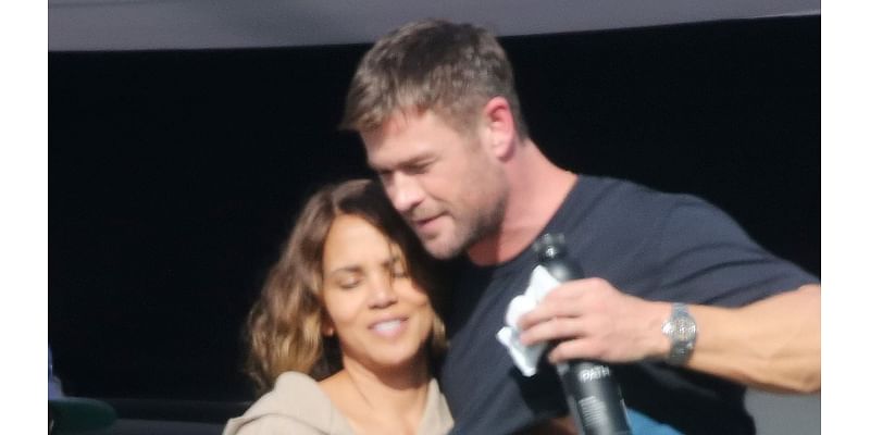 Halle Berry shares sweet embrace with Chris Hemsworth on LA set of new film Crime 101