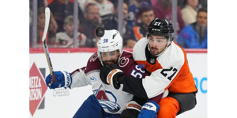 Flyers' point streak ends with loss to Avalanche