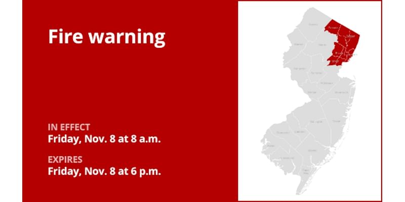 Fire warning issued for 5 N.J. counties for Friday