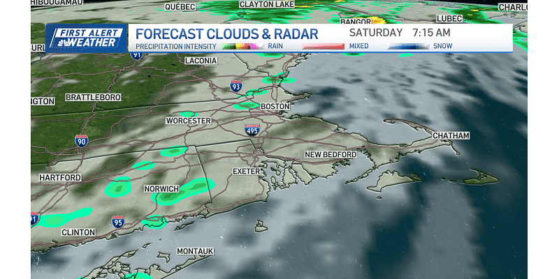 Saturday morning showers in parts of Massachusetts and New Hampshire