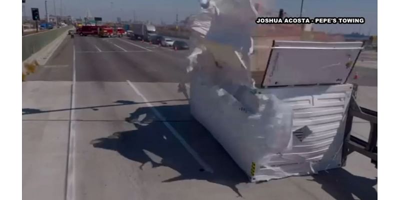 Vincent Thomas Bridge reopens at Port of Long Beach following big rig spill