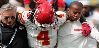 Chiefs star Rashee Rice is carted off on stretcher after collision with Patrick Mahomes in shocking scenes