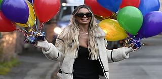 Christine McGuinness steps out with 'well done daddy' balloons for ex-husband Paddy after he complete brutal 300 mile charity cycle - following their 'toxic' divorce battle