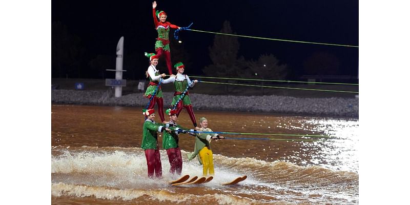 Santa and his elves take to the river for the Riversport Holiday River Parade in OKC.