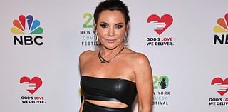 Luann de Lesseps, 59, flashes the flesh in a leather strapless dress with a flirty cut out on her tummy