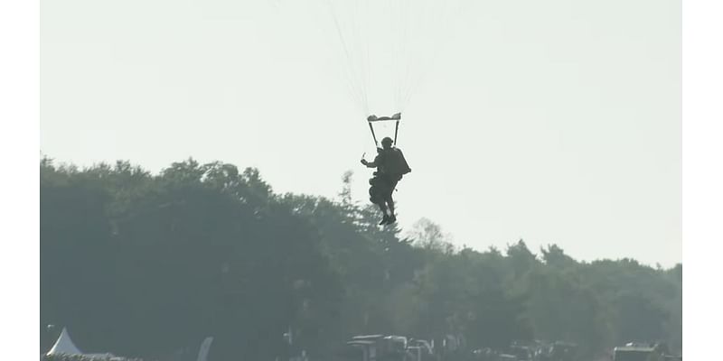 WW2 heroes are honoured as 700 paratroopers drop from the sky to remember Operation Market Garden - the audacious mission 80 years ago to defeat Hitler early that turned into one of the biggest disast