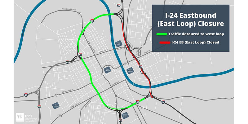 Tennessee Department of Transportation schedules Two Weekend Closures of Downtown East Loop