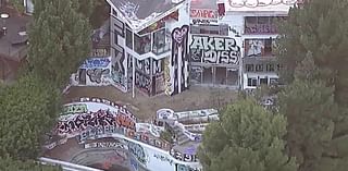 Abandoned Hollywood Hills mansion covered in graffiti as squatters take over the property