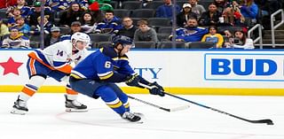 Hofer makes 34 saves, assists on Neighbours’ OT goal in Blues’ 1