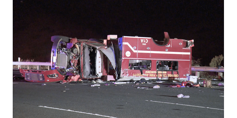 Officials to give update on 8 firefighters injured in rollover crash on Orange County freeway