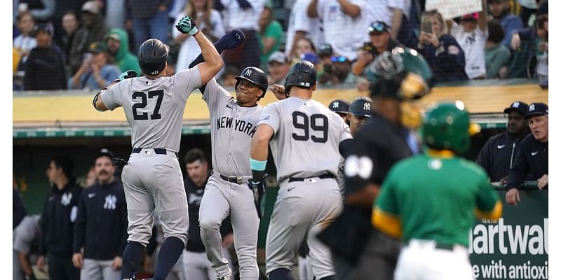 New York Yankees 10, Oakland Athletics 0: Bombers blast off by the Bay