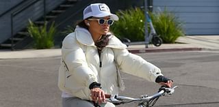 Michelle Rodriguez shows off her toned legs in skintight leggings as she goes on solo bike ride