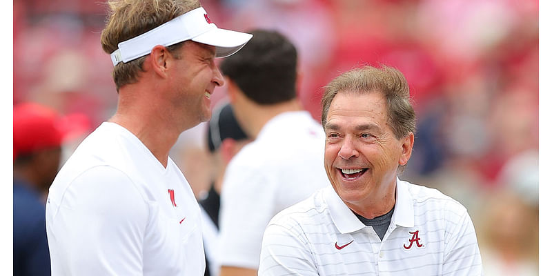 Lane Kiffin hilariously reacts to Nick Saban showing off personality on TV, commercials