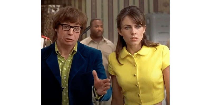 Elizabeth Hurley says she struggled with Austin Powers scene so much you can actually see her laughing