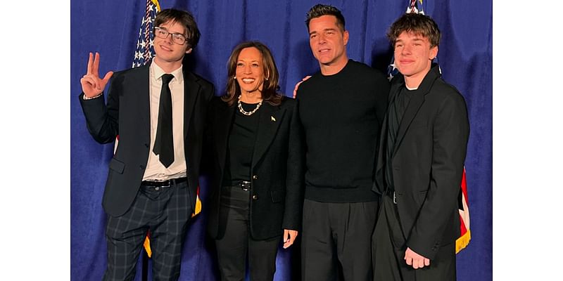 Ricky Martin Makes Rare Appearance with His Twin Sons, 16, as They Meet Kamala Harris: 'History Class for My Boys'