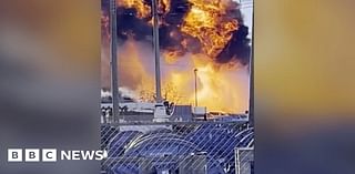 Moment large transformer fire explodes on New York train tracks