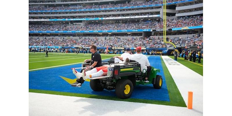 Chiefs WR Rashee Rice leaves field on cart with injury after collision with Patrick Mahomes