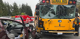 Dashcam video shows car crash into Kitsap County school bus in WA