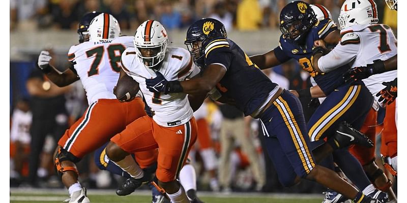 College Football: No. 8 Miami rallies from 25 points down to beat California 39-38