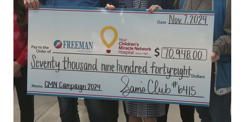 Sam’s Club Joplin donates $71K to Freeman Health System for Children’s Miracle Network