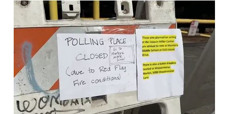 Bay Area polling location closed due to fire concerns