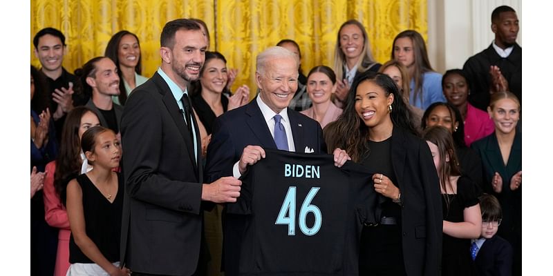 As he welcomes Gotham FC, Biden says 'a woman can do anything a man can do,' including be president