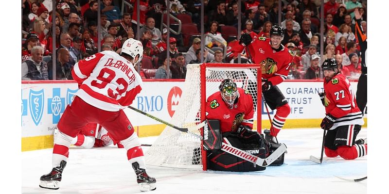 Larkin and DeBrincat lead Red Wings to 4-1 win over Blackhawks