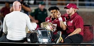 Injured Florida State QB Jordan Travis attends Wednesday practice