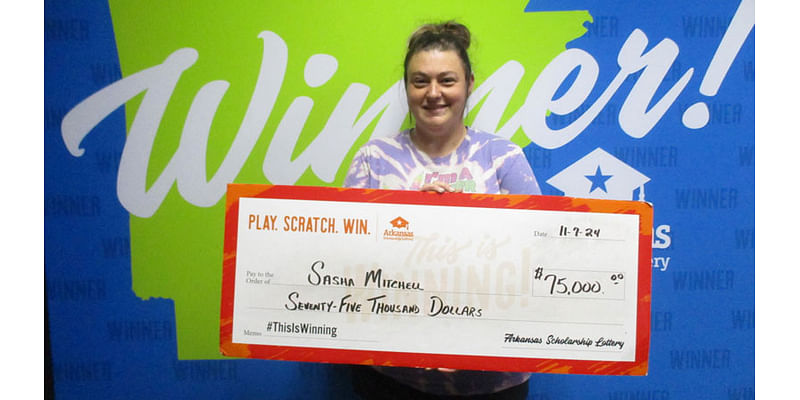 Arkansas woman wins $75,000 on scratch off ticket