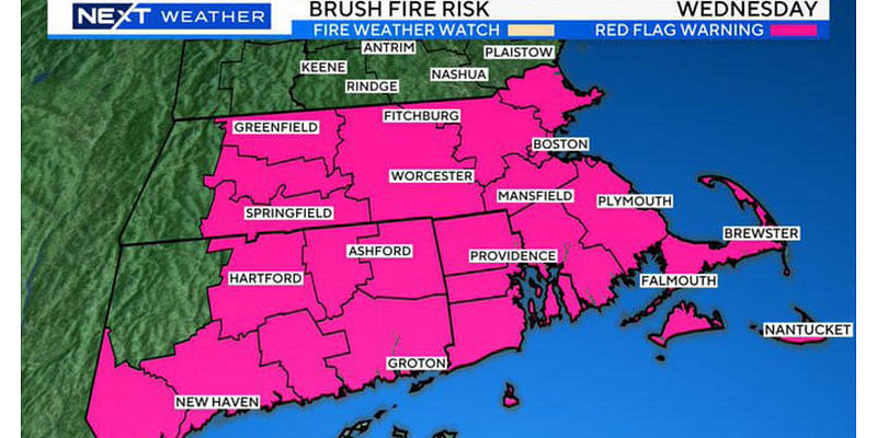 Red flag warning issued for "critical fire weather conditions" in Massachusetts Wednesday