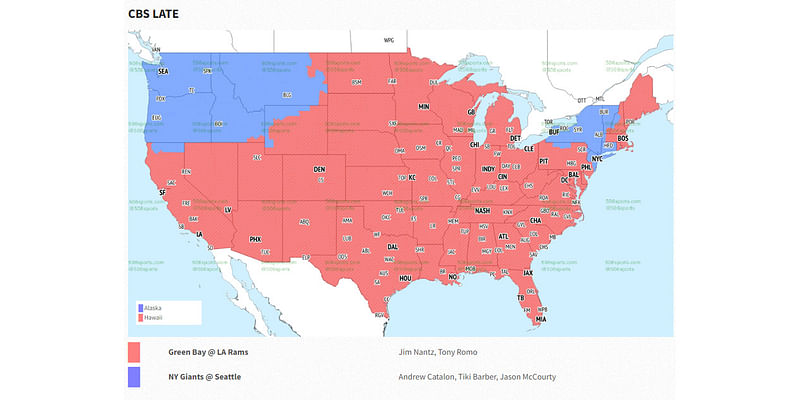 NFL Week 5 TV coverage map, CBS announcers for Seahawks vs. Giants