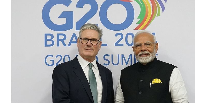 Keir Starmer 'relaunches' trade talks with India after meeting Modi at G20 in Rio… but will he bow to demands for more immigration visas?