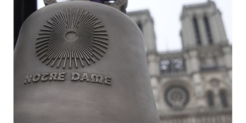 Notre Dame marks arrival of Paris Olympics’ iconic trackside bell as cathedral reopening nears