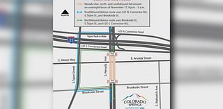 South Nevada to close overnight south of downtown Colorado Springs