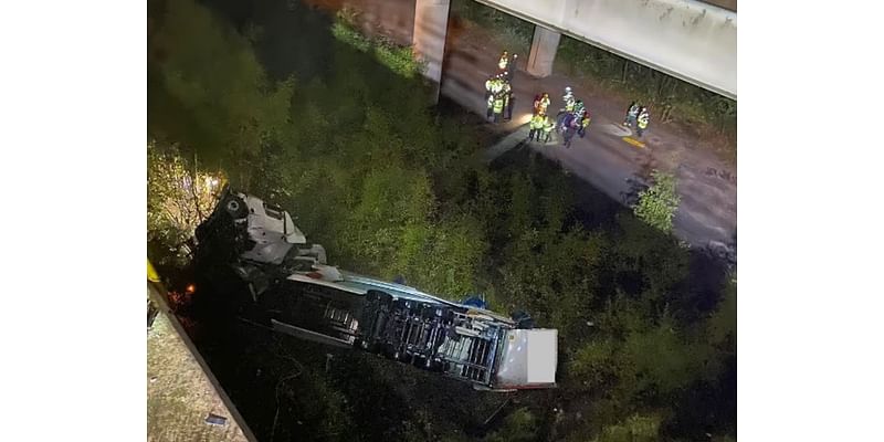 Thelwall viaduct accident latest: Major travel delays on M6 after lorry falls off bridge as update issued on driver