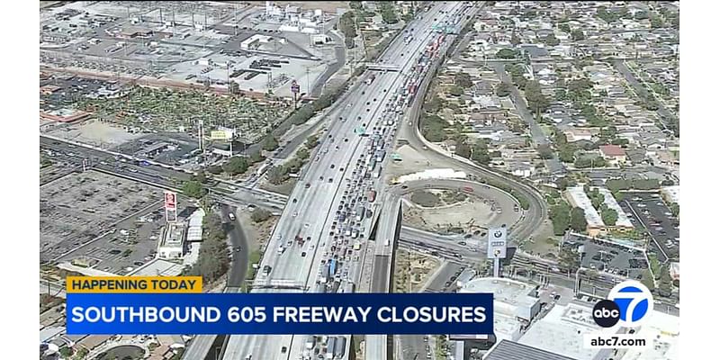 Weekend closures planned on southbound 605 Freeway in Downey and Norwalk areas