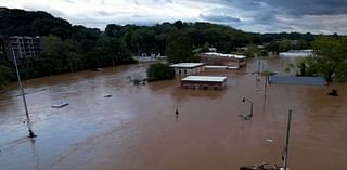 Asheville flooding: Hurricane Helene drone footage shows swallowed city streets