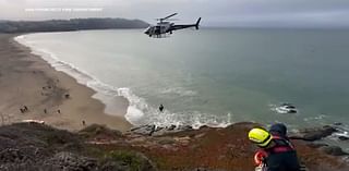 Man trapped on cliff at San Francisco beach airlifted to safety, video shows